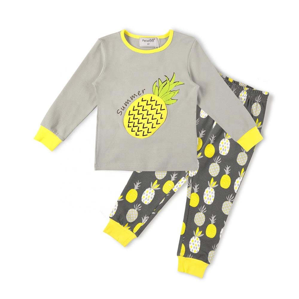 Wholesale Children Pajama Set Sleepwear Boys Slpeepwears Kids Clothing Set 3D Luxury Pajamas Waffle Rubber Printing Embroidered