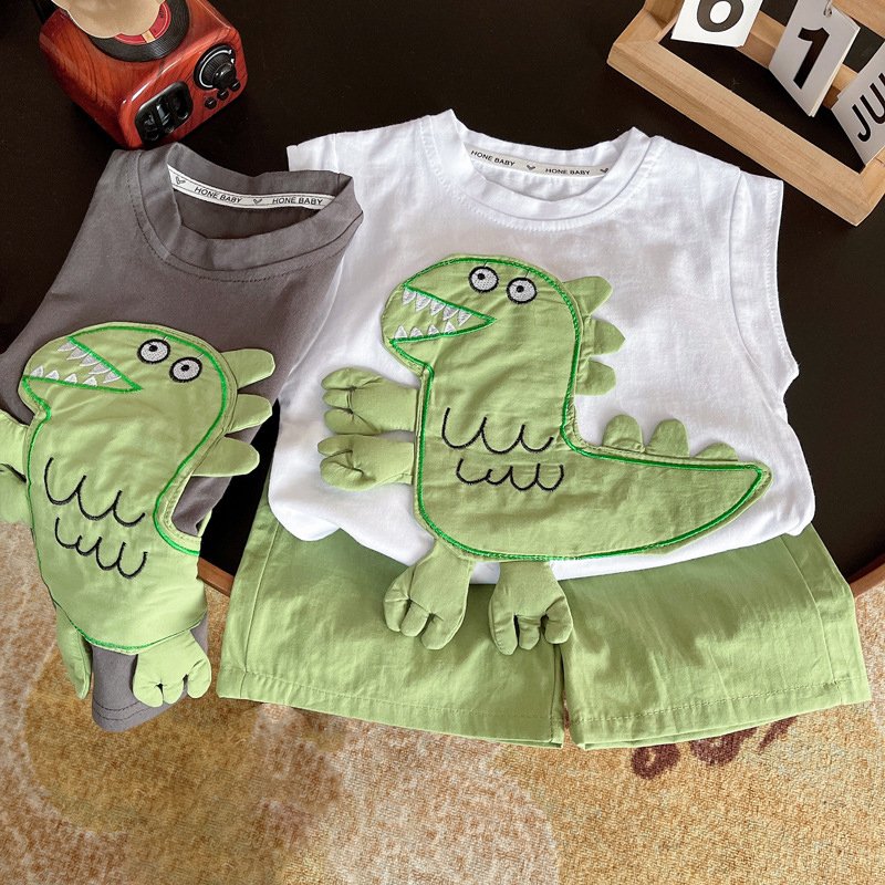 New Summer Popular Kids Suits 2pcs Vest+Shorts Cartoon Cute Casual Baby Boys Clothing Sets