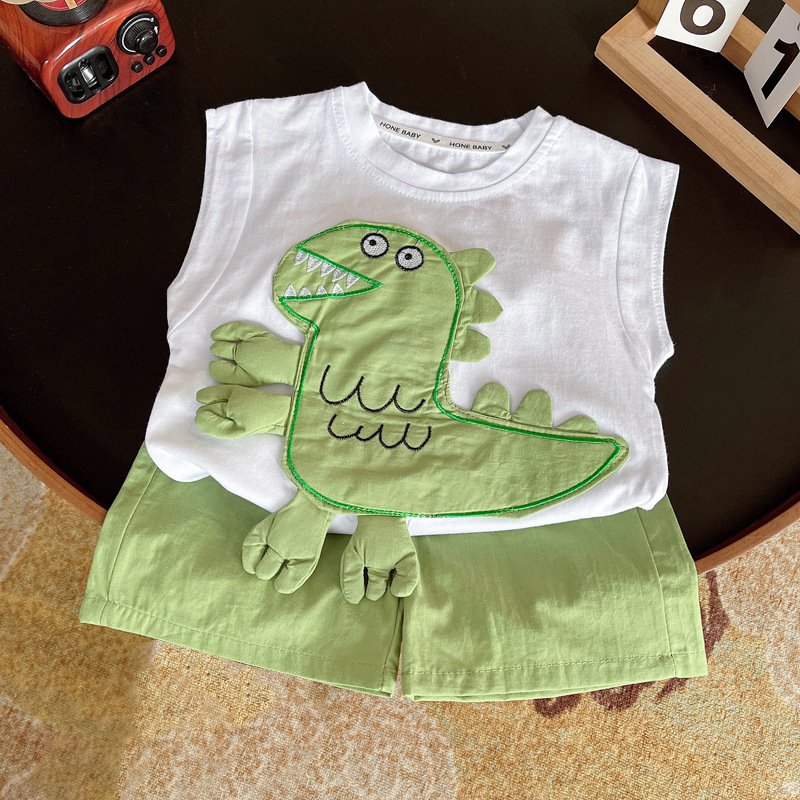 New Summer Popular Kids Suits 2pcs Vest+Shorts Cartoon Cute Casual Baby Boys Clothing Sets