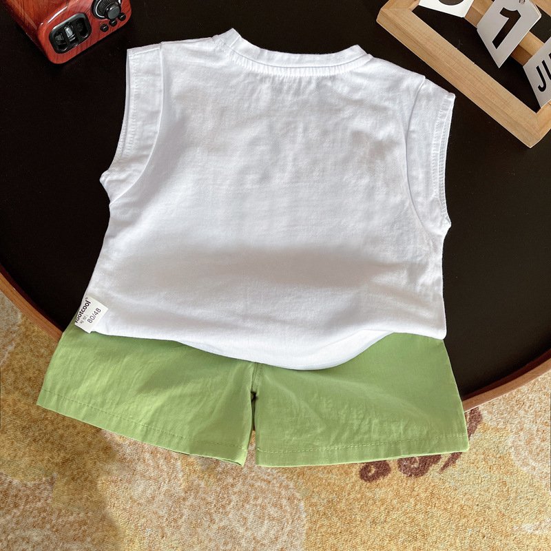 New Summer Popular Kids Suits 2pcs Vest+Shorts Cartoon Cute Casual Baby Boys Clothing Sets