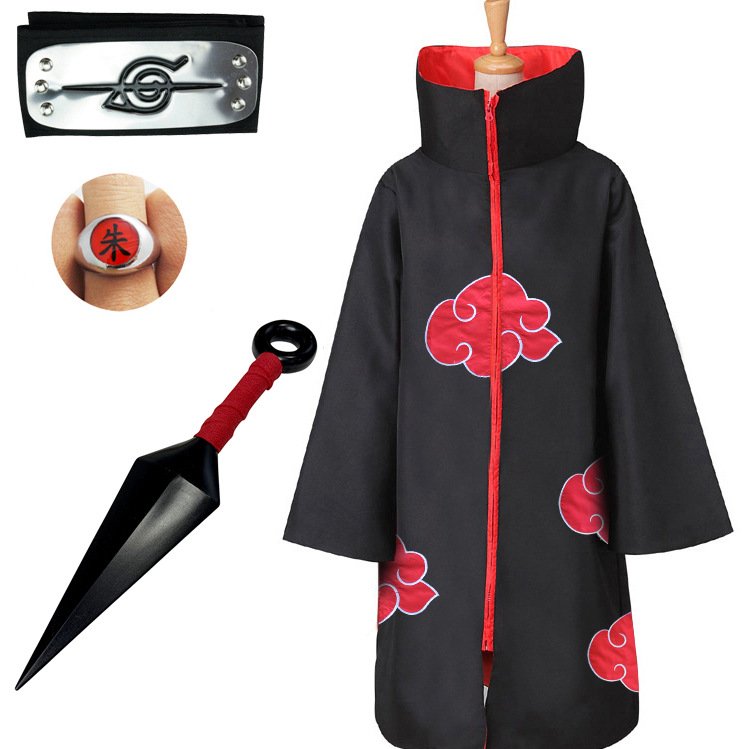 Tytopone Uchiha Itachi Akatsuki Red Cloud Cloak Anime Ninja Cosplay Costume Halloween Cloak Adult Child