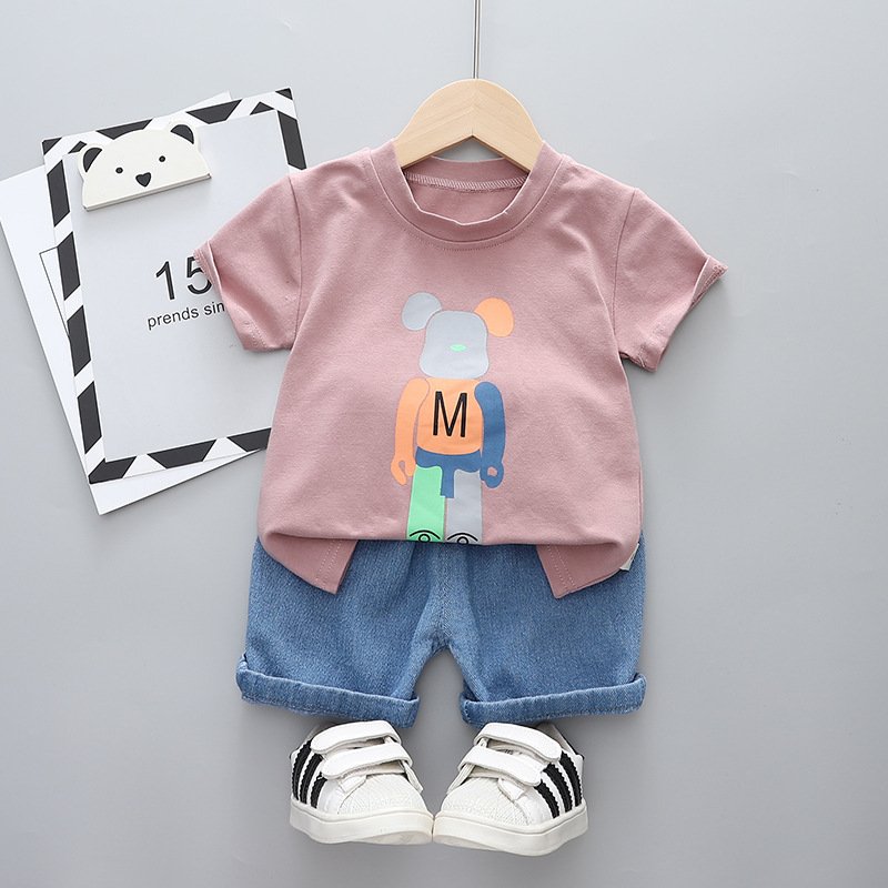 Toddler Baby Boy Clothes 2 to 3 Year Matching Outfit Cartoon Design T Shirt Shorts Clothes Set Baby Suit for Boy