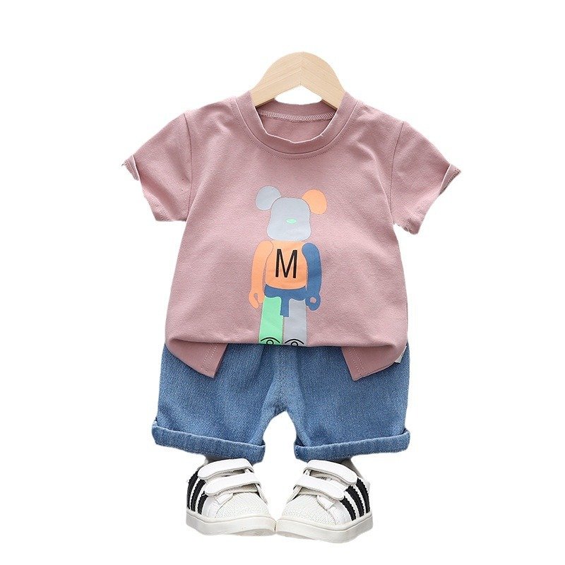 Toddler Baby Boy Clothes 2 to 3 Year Matching Outfit Cartoon Design T Shirt Shorts Clothes Set Baby Suit for Boy