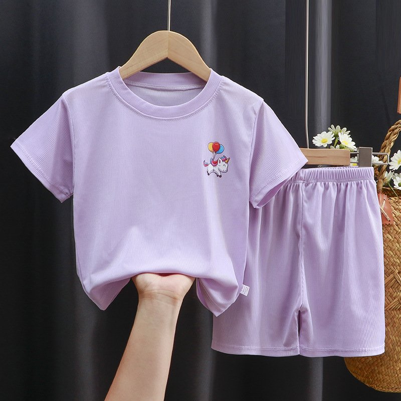 children's short-sleeved suit girls summer clothes boys t-shirt Child clothing