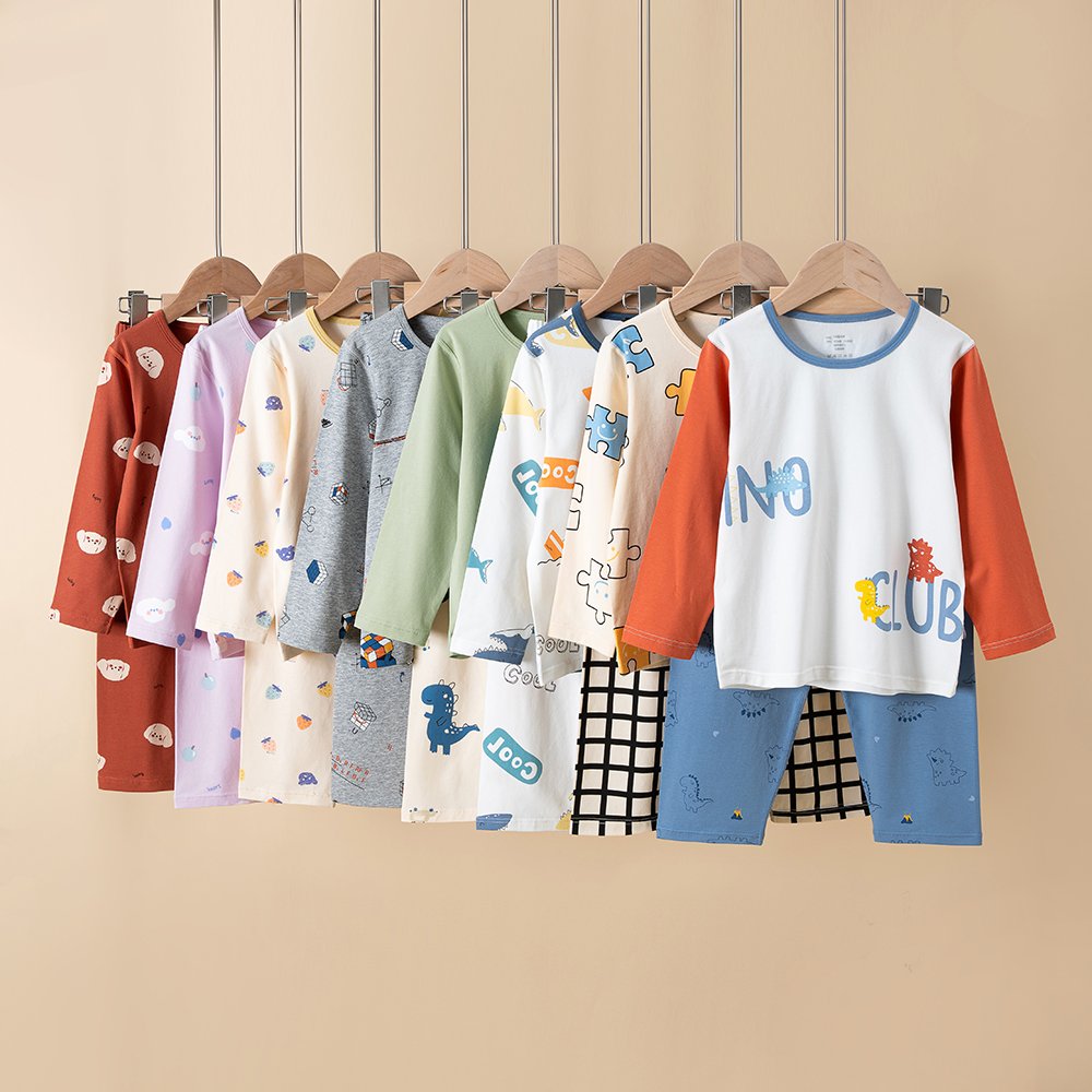 wholesale/ODM/OEM Cute pyjamas cotton set boys and girls custom printed sleepwear sawing amusing homewear