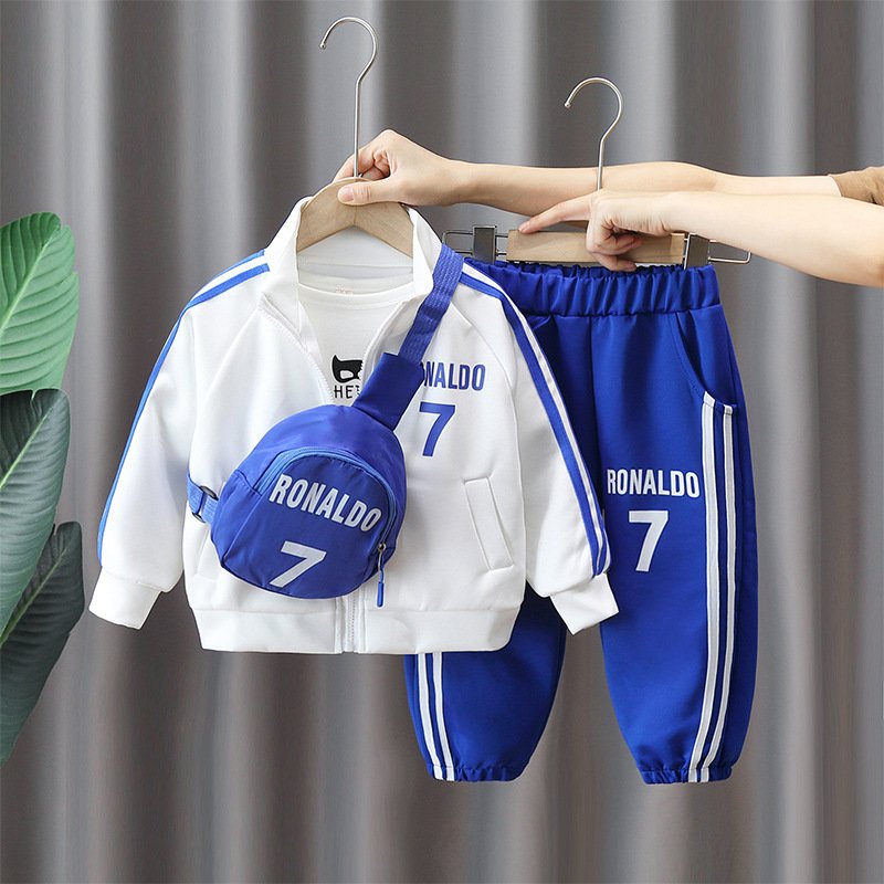 2024 New Boys Spring Suit Children's Fashion Sports Set for Spring & Autumn Trendy Baby Leisure Sportswear