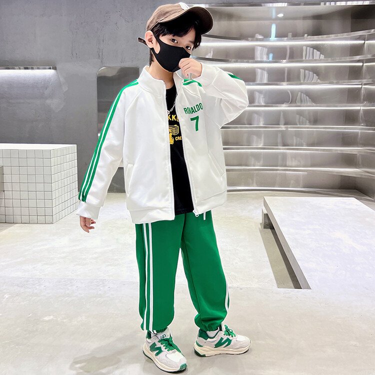 2024 New Boys Spring Suit Children's Fashion Sports Set for Spring & Autumn Trendy Baby Leisure Sportswear