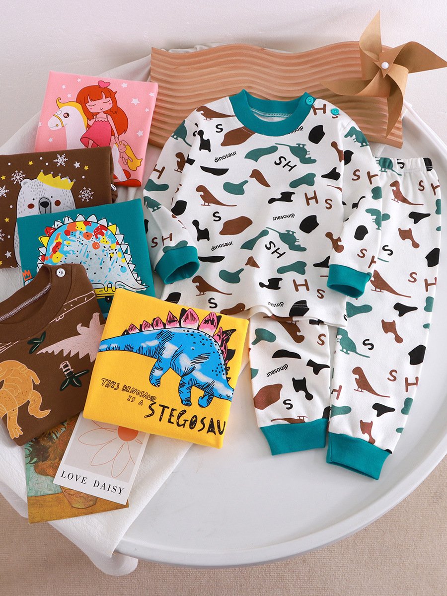 Children's autumn clothes, autumn pants, pure cotton baby thermal underwear set
