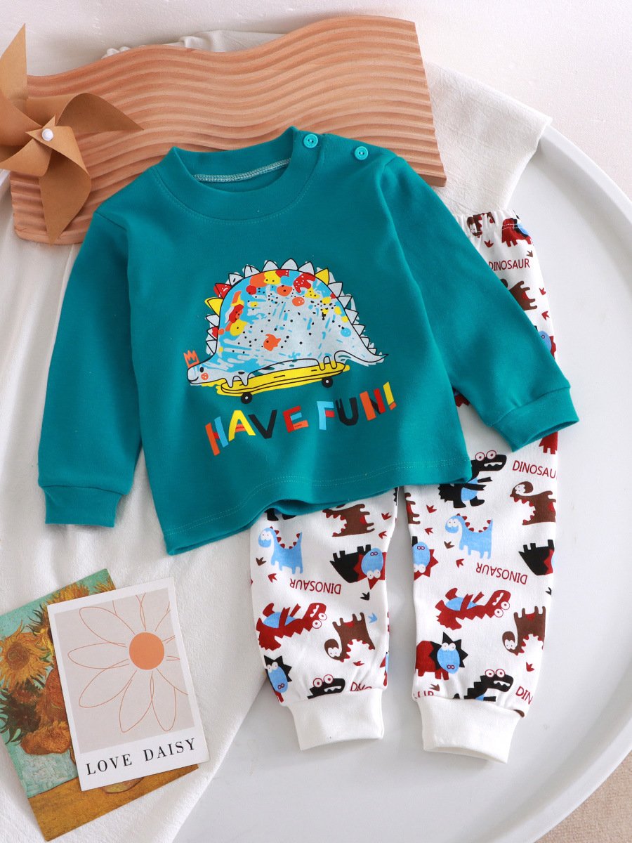 Children's autumn clothes, autumn pants, pure cotton baby thermal underwear set