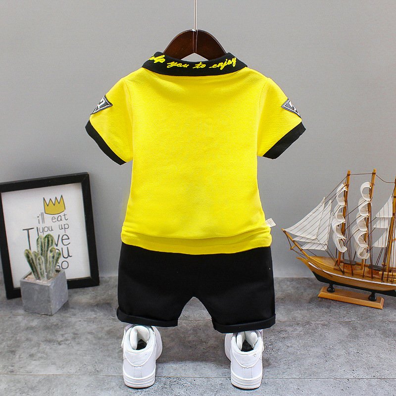 WEN Boys summer suit new clothes handsome letter lapel short-sleeved two-piece suit