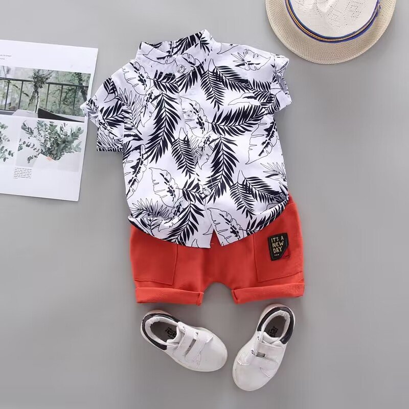 designer special style Summer Boys Infants Shirt set Casual Short Sleeve trendy kids popular clothing