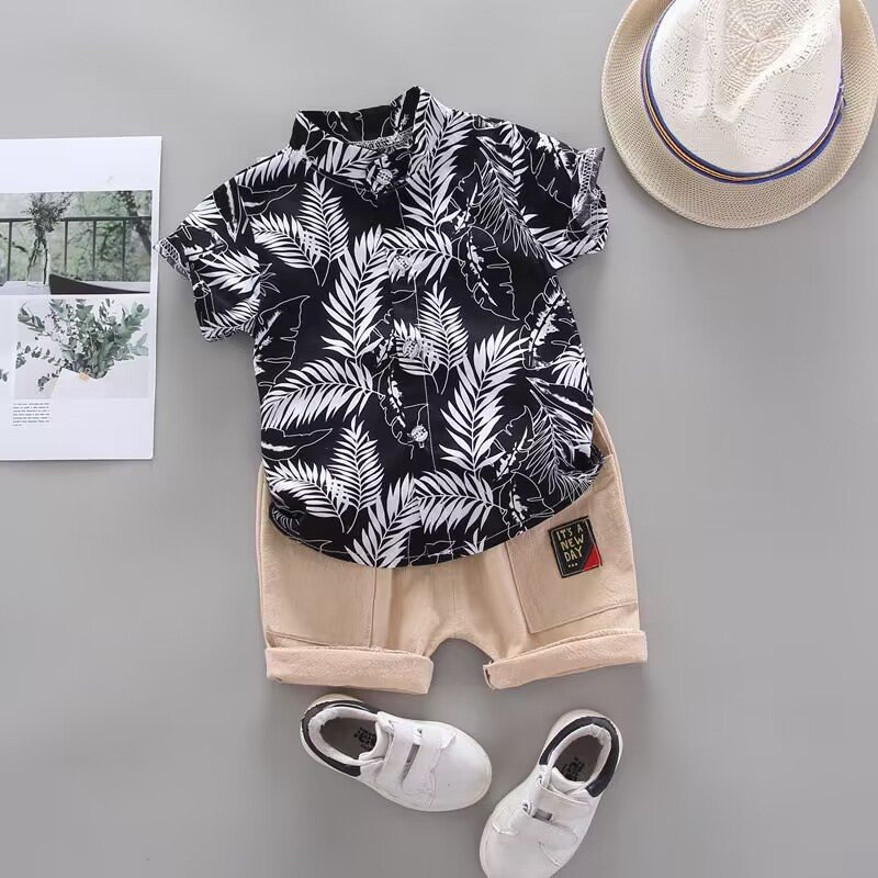 designer special style Summer Boys Infants Shirt set Casual Short Sleeve trendy kids popular clothing