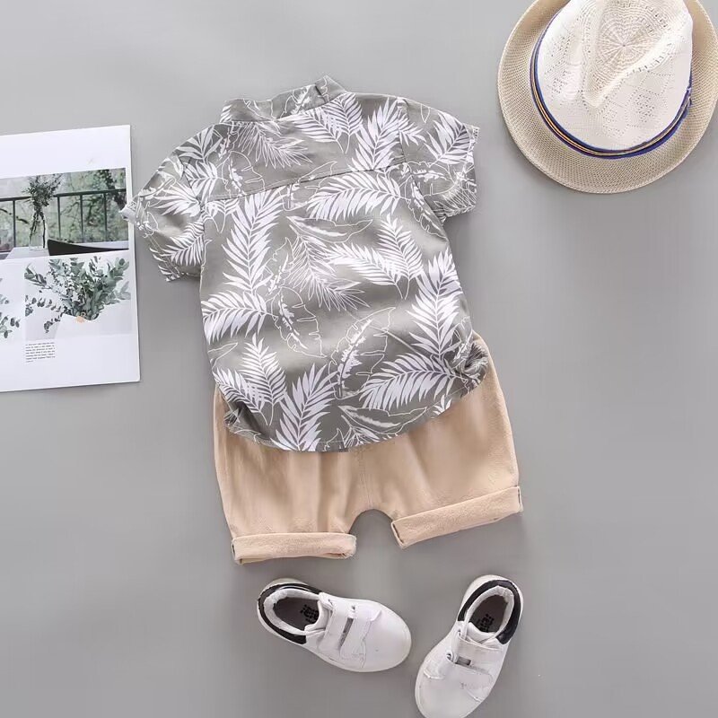 designer special style Summer Boys Infants Shirt set Casual Short Sleeve trendy kids popular clothing