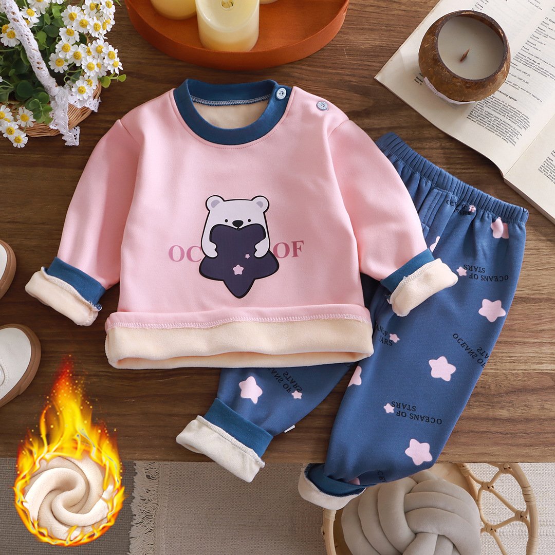 Children's thickened fleece thermal underwear set