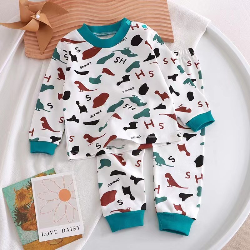 Kid Cute Clothes Casual Long Sleeve Children Baby Kids 100% Cotton Pajamas Girls' Boy's Sleepwear Pjs 2 Pieces Set