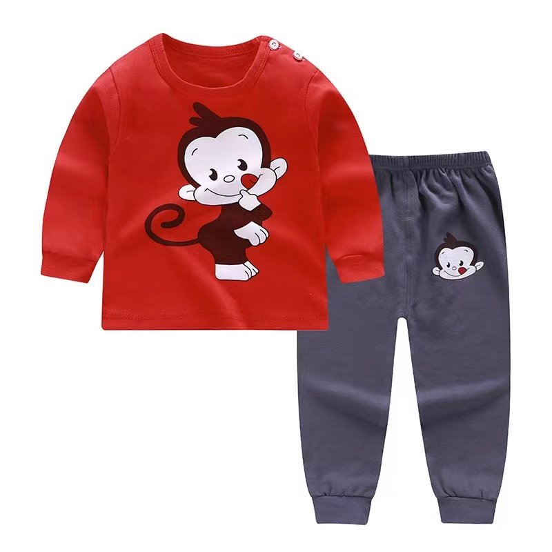 Kid Cute Clothes Casual Long Sleeve Children Baby Kids 100% Cotton Pajamas Girls' Boy's Sleepwear Pjs 2 Pieces Set