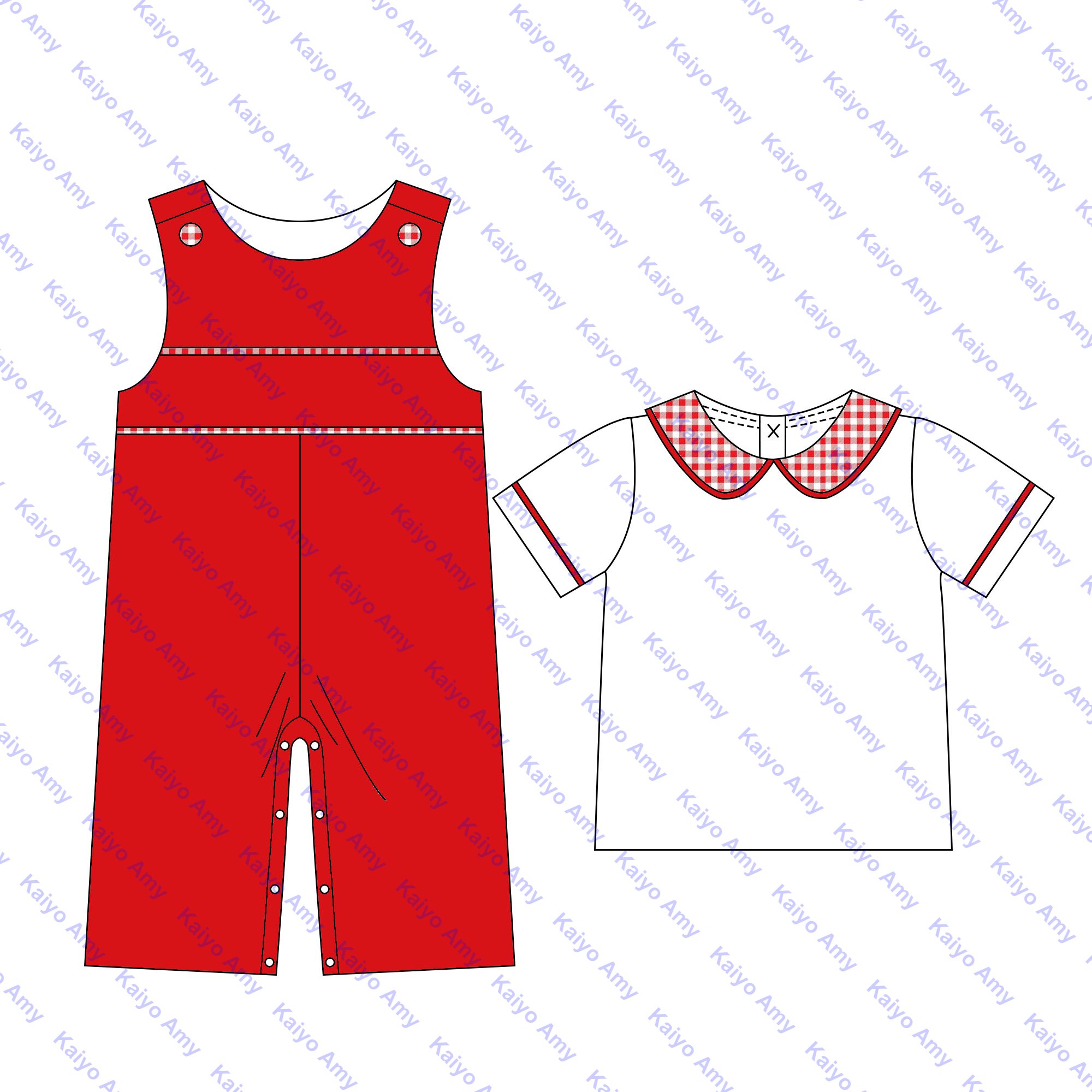 Christmas clothes baby boys longalls set peter pan collar tops boutique toddler boys clothing set