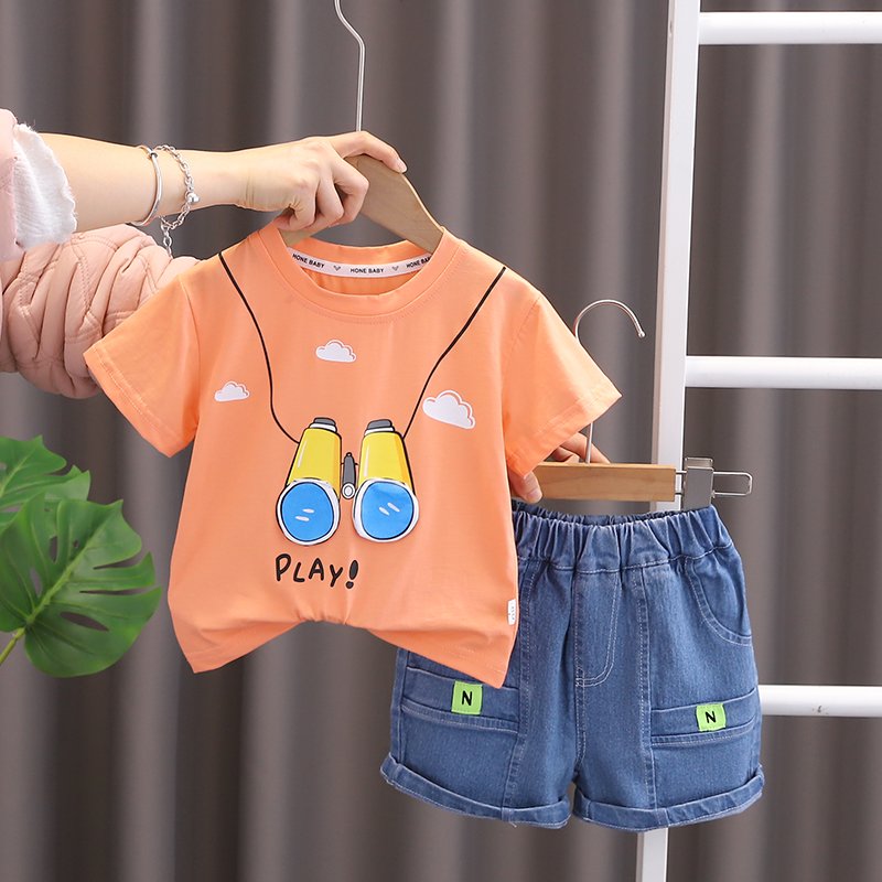 2024 New Summer Baby Clothes for 3 Years Kids ODM Supply Cheap Cartoon Character Outfit Shorts and jeans boys Shorts Sets