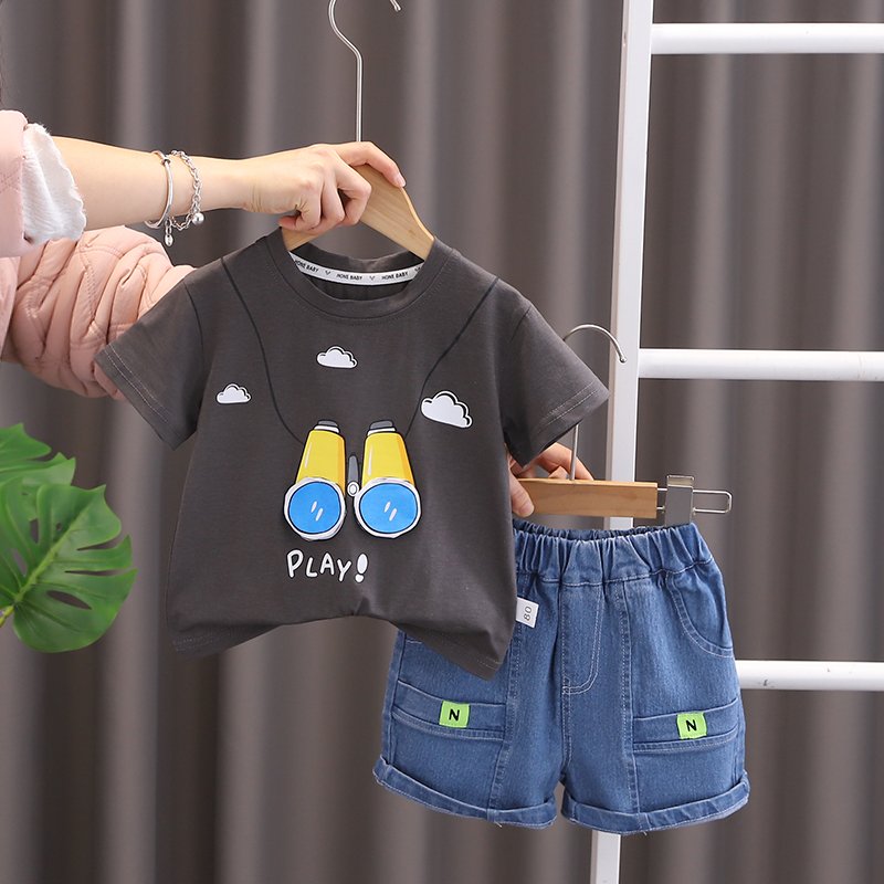 2024 New Summer Baby Clothes for 3 Years Kids ODM Supply Cheap Cartoon Character Outfit Shorts and jeans boys Shorts Sets