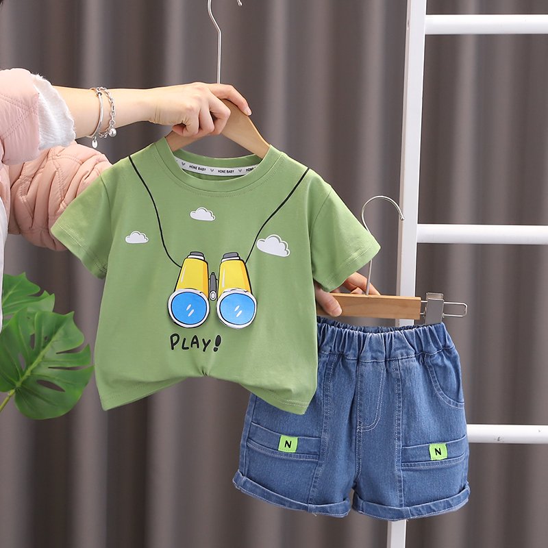 2024 New Summer Baby Clothes for 3 Years Kids ODM Supply Cheap Cartoon Character Outfit Shorts and jeans boys Shorts Sets