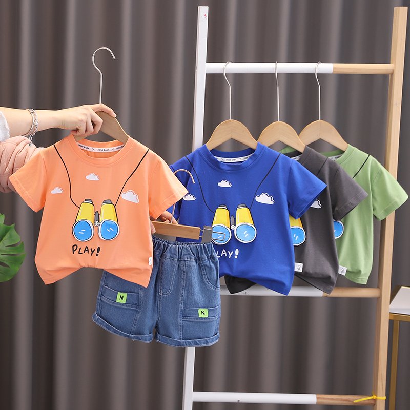 2024 New Summer Baby Clothes for 3 Years Kids ODM Supply Cheap Cartoon Character Outfit Shorts and jeans boys Shorts Sets