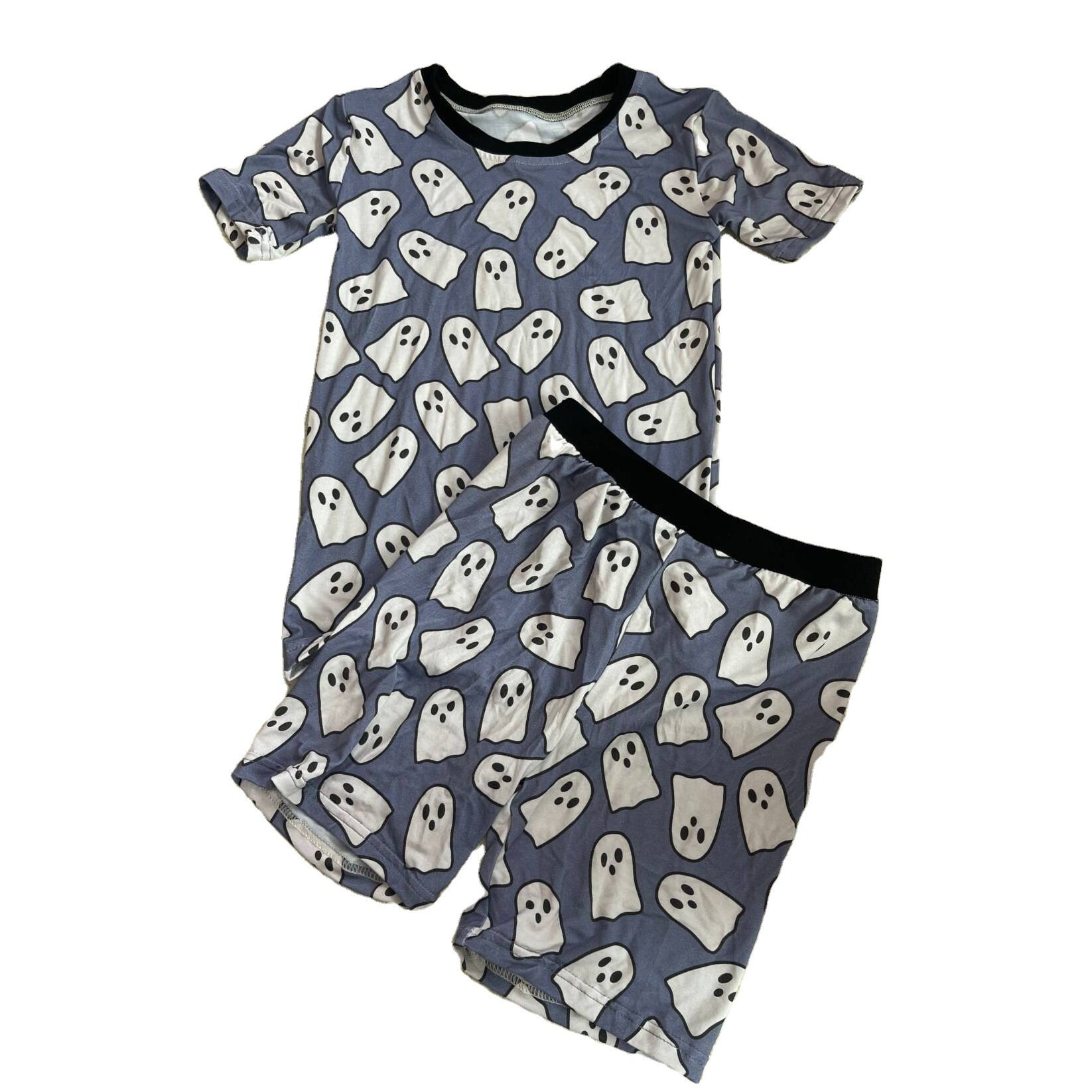 RTS 2024 New Baby boys unisex Bamboo Christmas print bamboo pajamas set kids girls short set