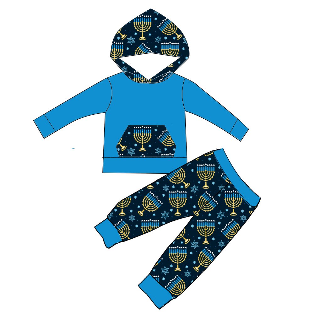 Fall Winter Customize Western Baby boys unisex Christmas tracksuit Kids Print hoodie set outfit for Kids
