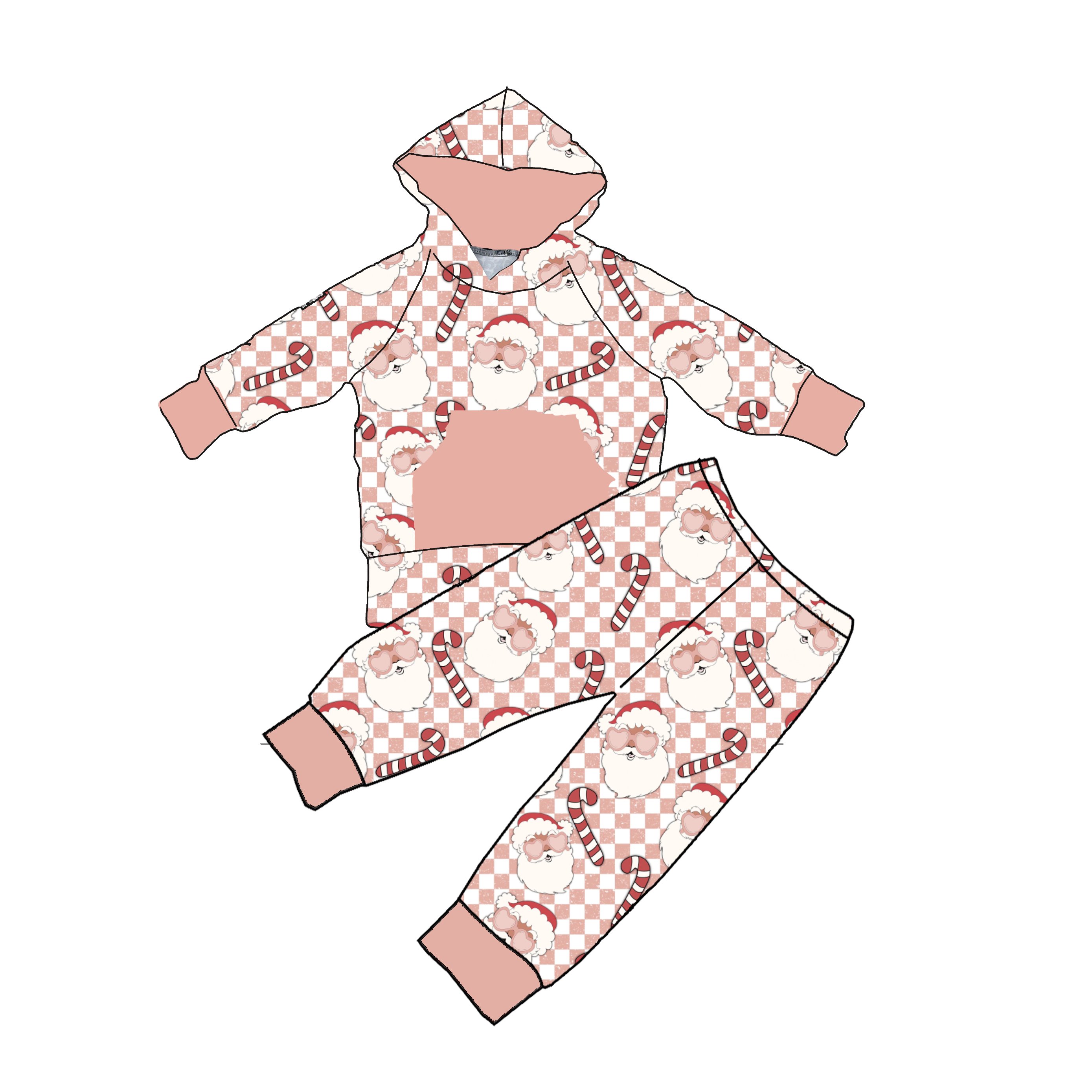 Fall Winter Customize Western Baby boys unisex Christmas tracksuit Kids Print hoodie set outfit for Kids