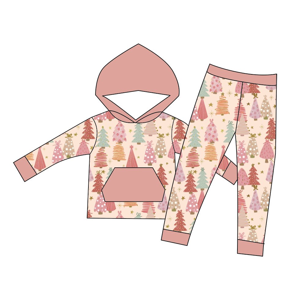 Fall Winter Customize Western Baby boys unisex Christmas tracksuit Kids Print hoodie set outfit for Kids