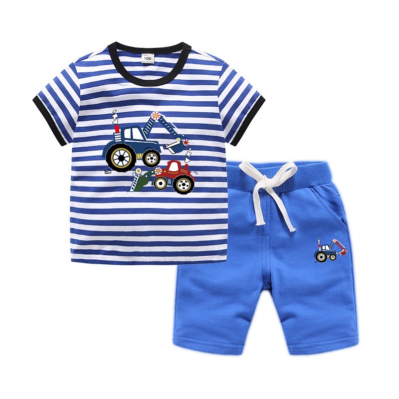 Wholesale Summer Boys Clothing Sets Striped T-shirts Shorts Casual Two Pieces Kids Clothing Set