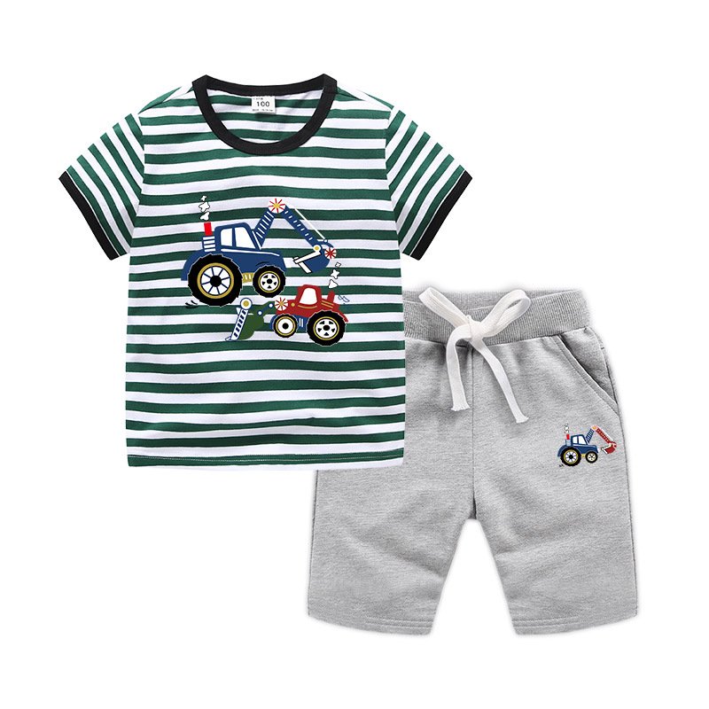 Wholesale Summer Boys Clothing Sets Striped T-shirts Shorts Casual Two Pieces Kids Clothing Set