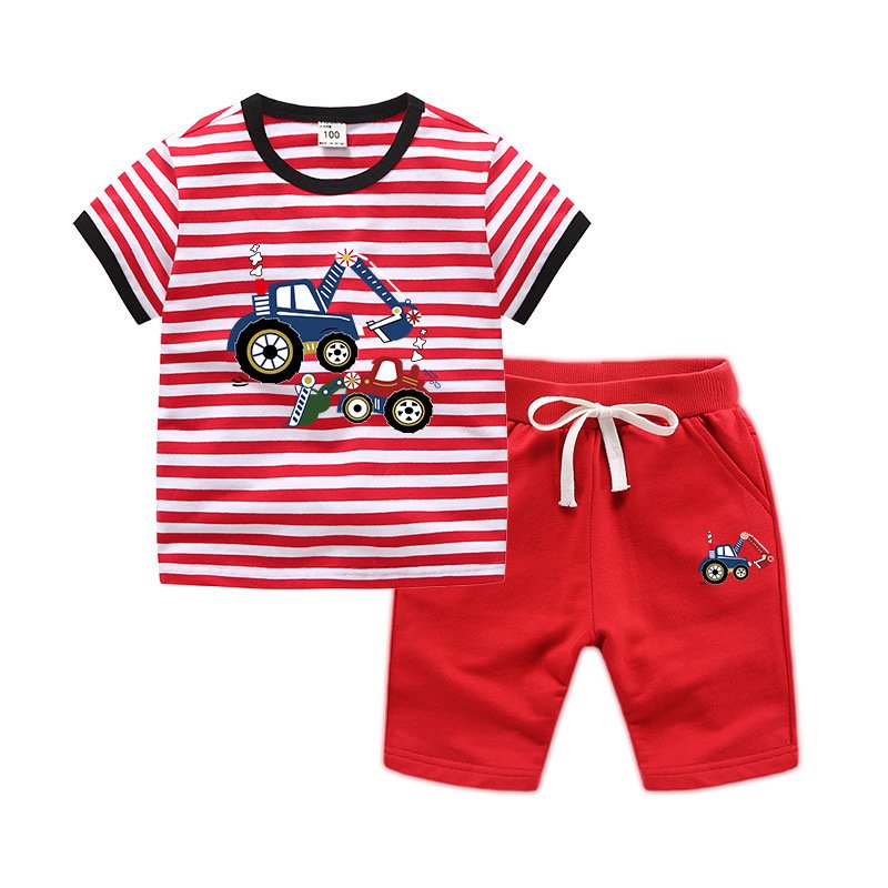 Wholesale Summer Boys Clothing Sets Striped T-shirts Shorts Casual Two Pieces Kids Clothing Set