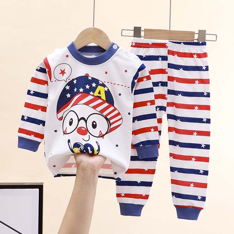 wholesale children clothes boys and girls cotton cartoon printed long underwear suits baby home clothes for autumn and winter