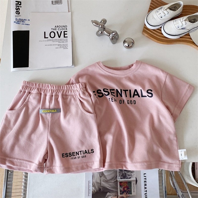 Wholesale 2023 summer boys suit waffles children's short sleeve two piece toddler boys girls casual sports clothing