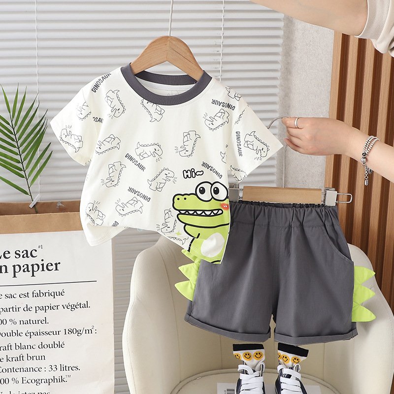 Hot Sale Summer Baby Clothing Set Cute Kids Suit Short Sleeve T-shirt Shorts 2pcs Cotton Cartoon Baby Boy Clothes Set