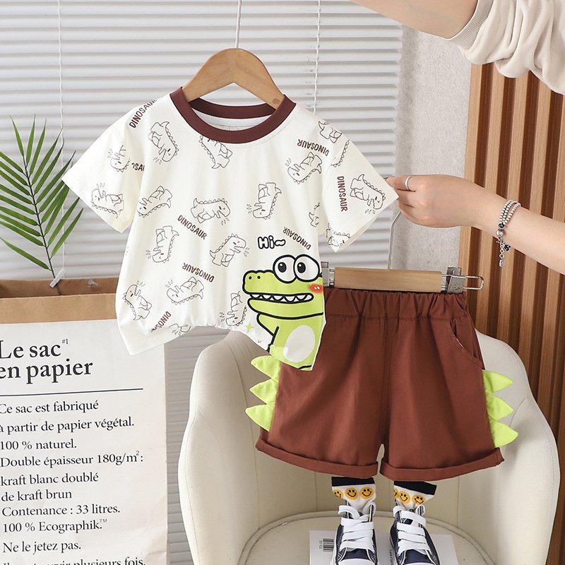 Hot Sale Summer Baby Clothing Set Cute Kids Suit Short Sleeve T-shirt Shorts 2pcs Cotton Cartoon Baby Boy Clothes Set