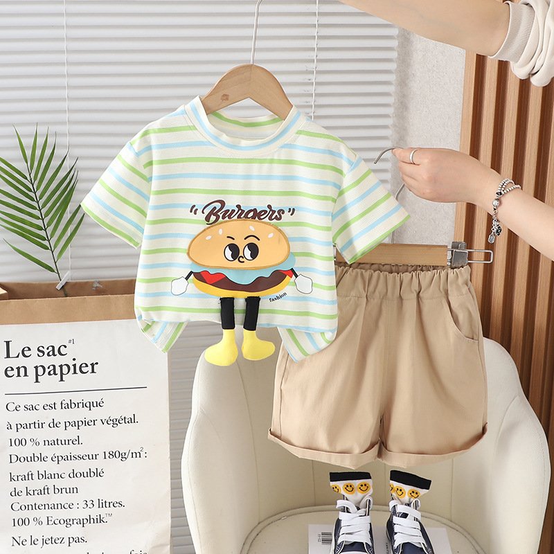 Hot Sale Summer Baby Clothing Set Cute Kids Suit Short Sleeve T-shirt Shorts 2pcs Cotton Cartoon Baby Boy Clothes Set