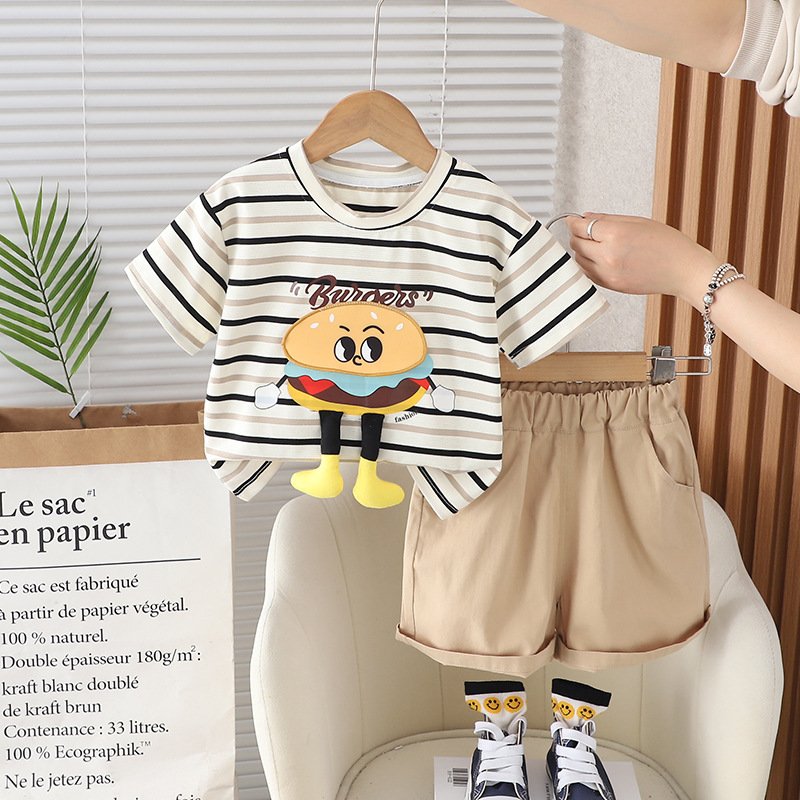 Hot Sale Summer Baby Clothing Set Cute Kids Suit Short Sleeve T-shirt Shorts 2pcs Cotton Cartoon Baby Boy Clothes Set