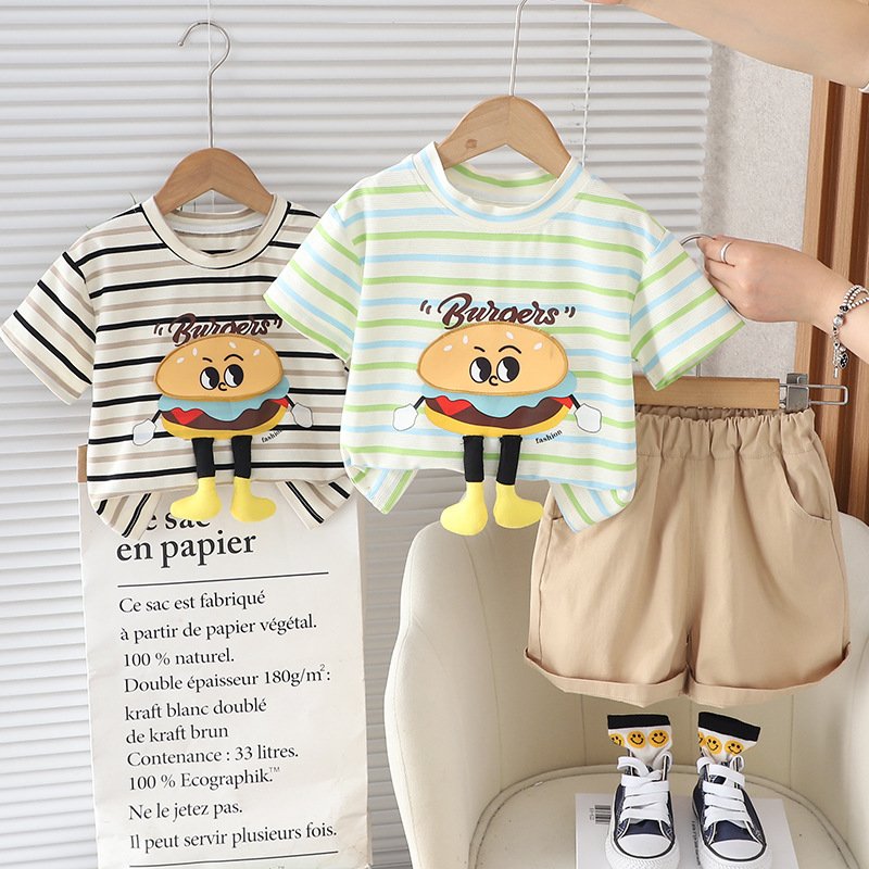 Hot Sale Summer Baby Clothing Set Cute Kids Suit Short Sleeve T-shirt Shorts 2pcs Cotton Cartoon Baby Boy Clothes Set
