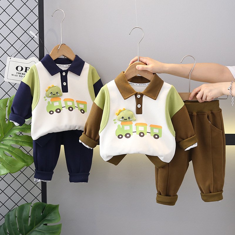 Babies clothes set for autumn Boys' Casual Cotton Set, Children's Sports Two Sets, Cartoon Pattern Baby Children's Clothing
