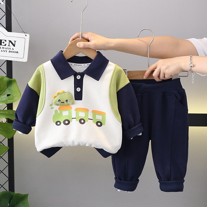 Babies clothes set for autumn Boys' Casual Cotton Set, Children's Sports Two Sets, Cartoon Pattern Baby Children's Clothing