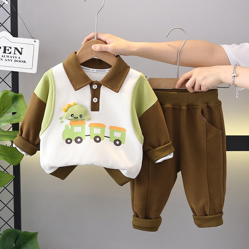 Babies clothes set for autumn Boys' Casual Cotton Set, Children's Sports Two Sets, Cartoon Pattern Baby Children's Clothing