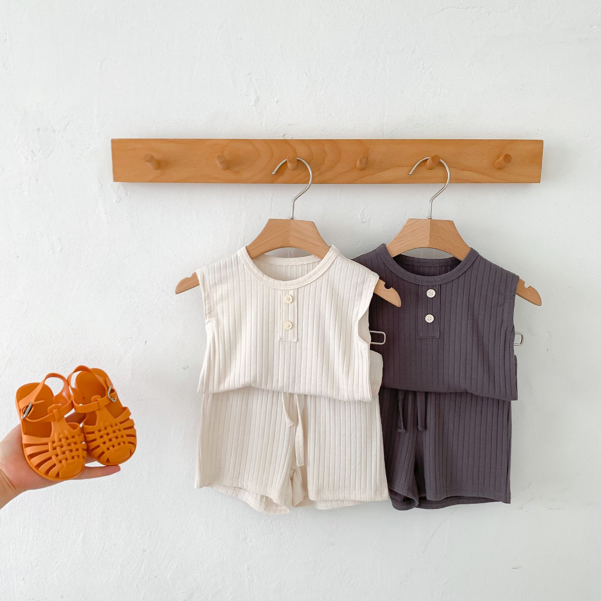 Summer Baby Infant Boys Girls Clothing Sleeveless Ribbed Cotton Top Shorts Outfit Toddler Clothes Set