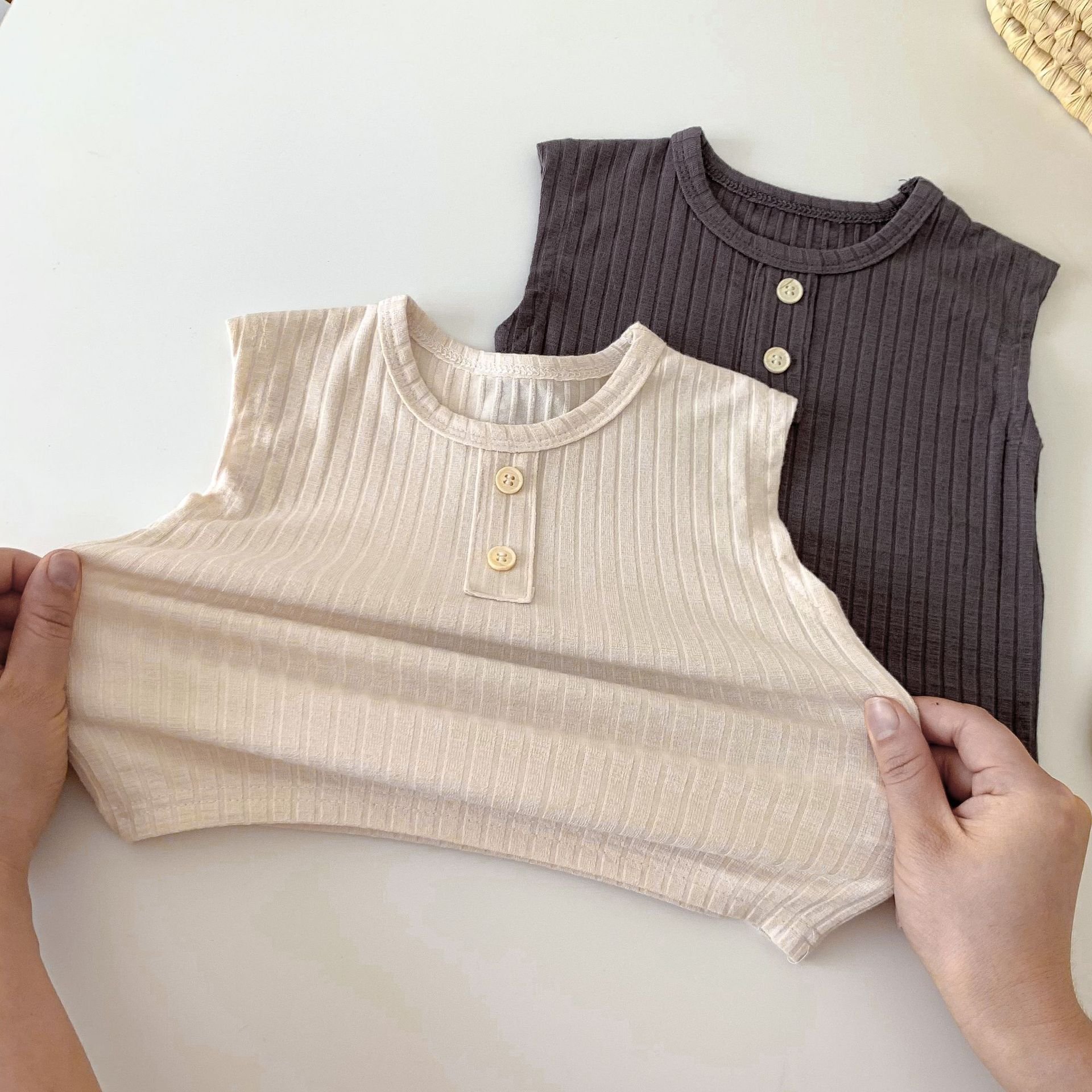 Summer Baby Infant Boys Girls Clothing Sleeveless Ribbed Cotton Top Shorts Outfit Toddler Clothes Set