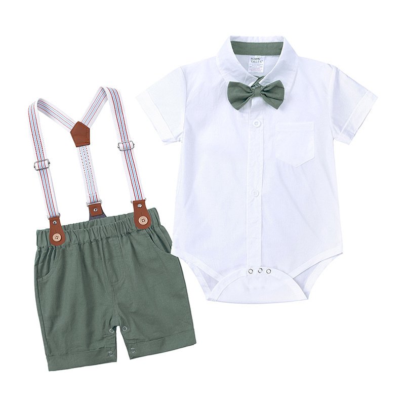 Wholesale new born baby clothes set 12-18 months romper set bows baby clothes