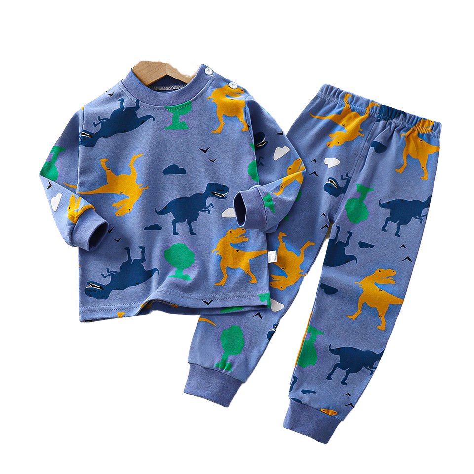 Children's casual pajamas boys and girls clothes autumn long-sleeved trousers suit 2024 spring cotton