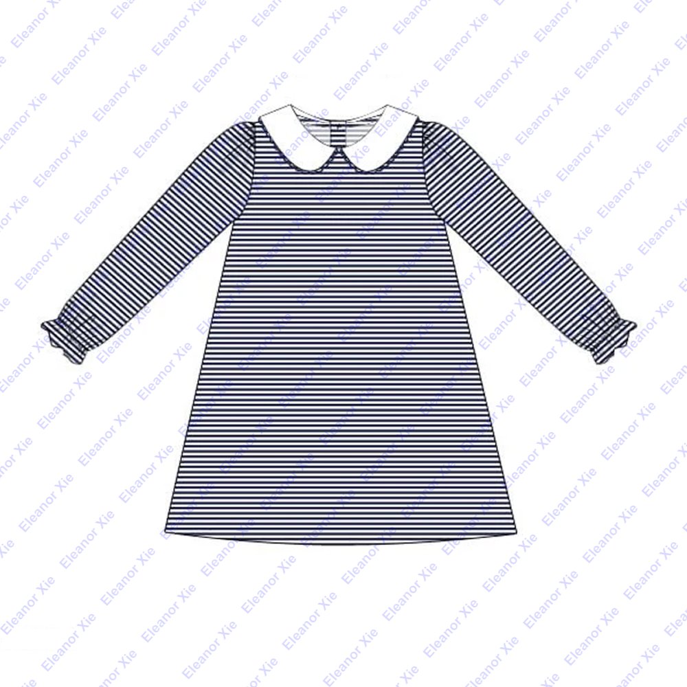 Siblings matching navy striped knit cotton child boys clothing sets fall collared little toddler boy pants sets wholesale