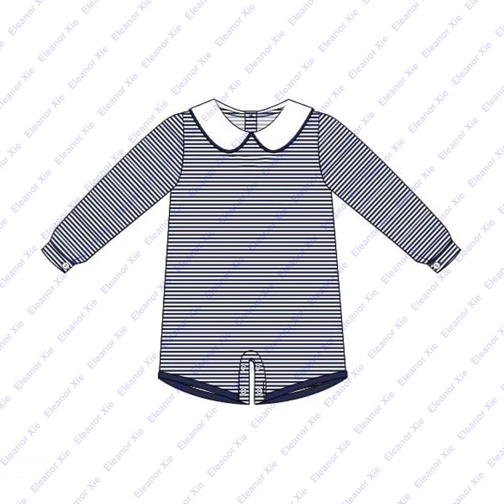 Siblings matching navy striped knit cotton child boys clothing sets fall collared little toddler boy pants sets wholesale