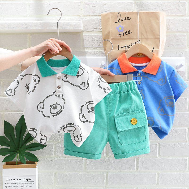 Summer Children's clothing set two-piece suit 1-3 years old boy suit T-shirt+baggys shorts