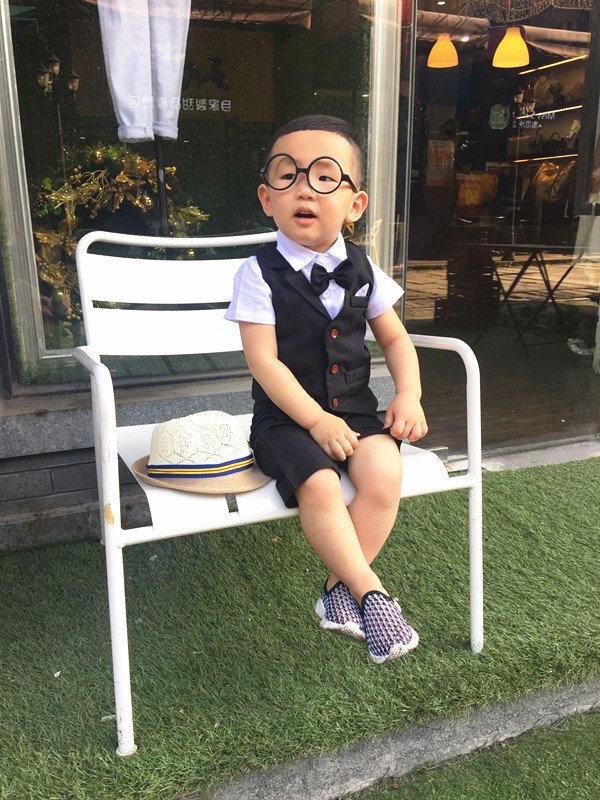Flower boys vest three-piece short sleeve suit summer children's performance suit boy's small suit